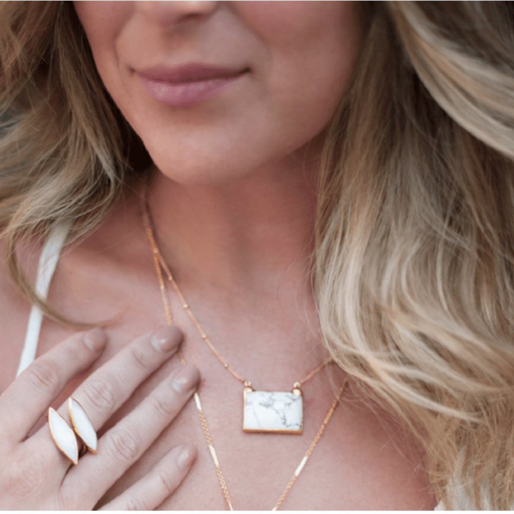 Robyn Rhodes Quentin Necklace Howlite 14k Gold